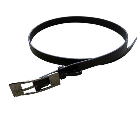 GUCCI black leather belt with silver rectangle buckle small main image 3